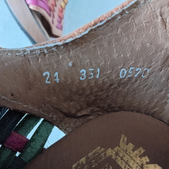 Huellas Mexicanas Leather Handmade Rainbow Block Heels Huarache Sandals  Size 7 - Picture 14 of 15